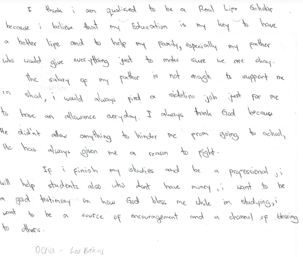 Angielyn Octia Real LIFE Los Baños Alumni story